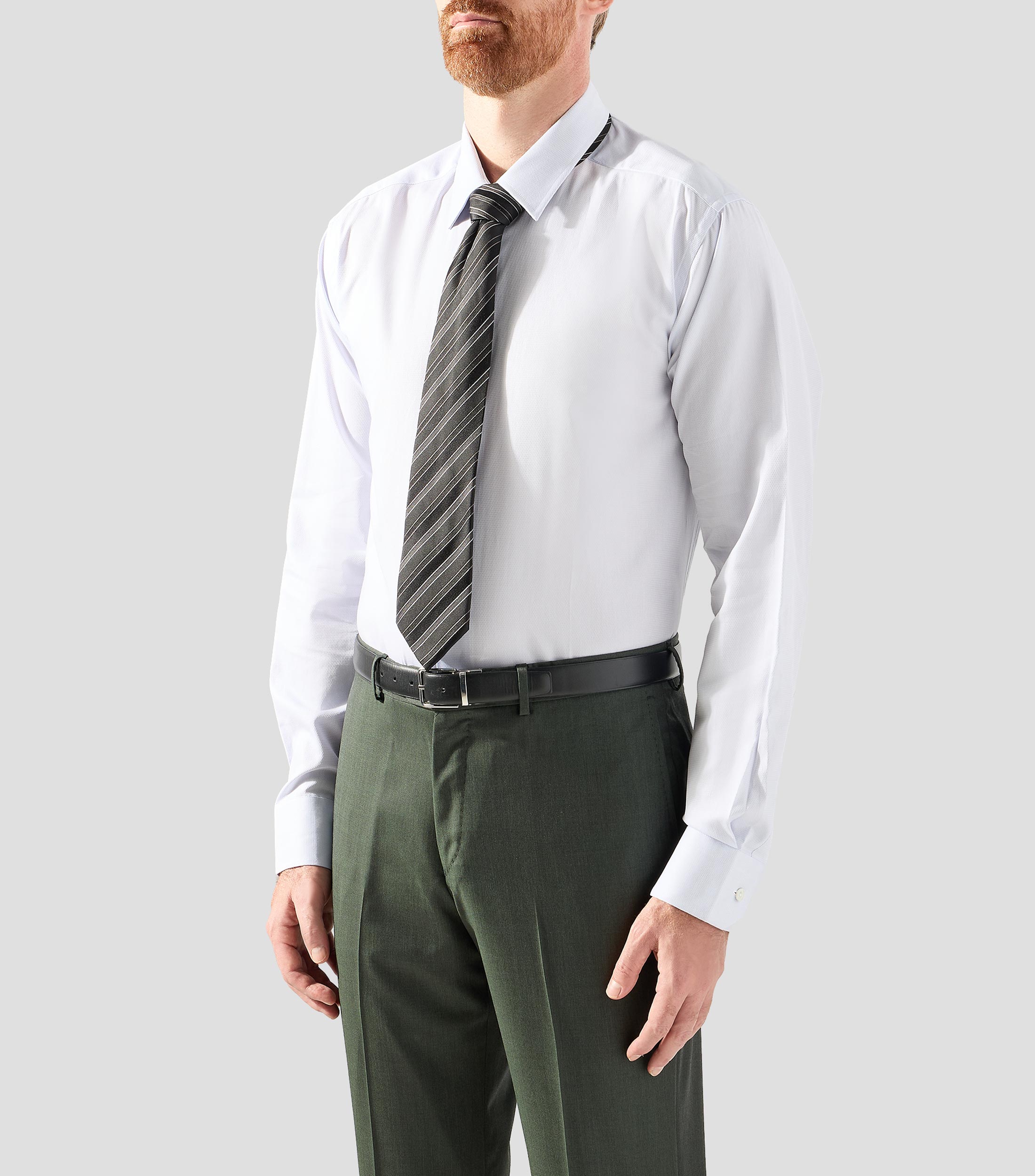 Camisa con microdiseño manga larga Hombre